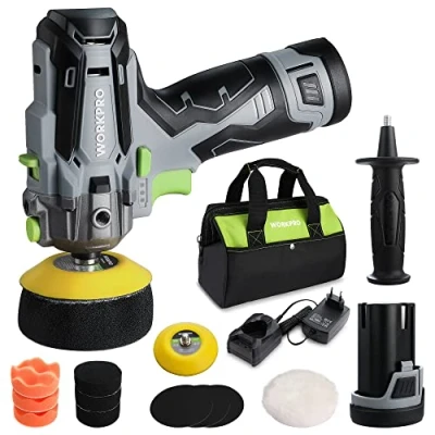 Immagine di WORKPRO Lucidatrice Auto 12V, Mini per a Batteria 7000 RPM, 2 batterie da 2,0Ah, Ricarica rapida in 1 ora, 75mm Spugne Lucidanti + Feltri di Lana, Adatto Lucidatura e Ceratura
