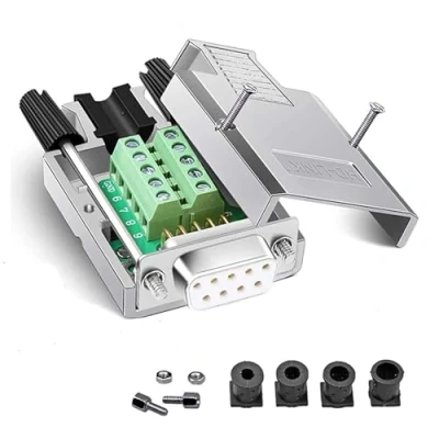 Immagine di PENGLIN Connettore Femmina DB9 senza saldatura, Shell in Metallo a 9 Pin RS232 D SUB Adattatore seriale