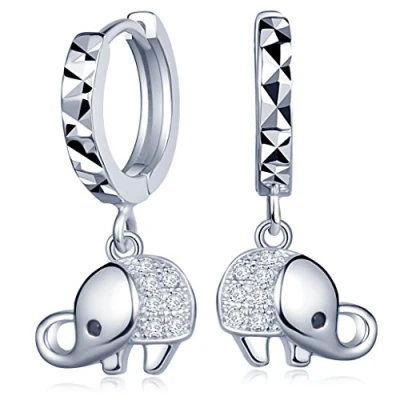 Immagine di Infinite U, orecchini a cerchio da donna/bambina, design accattivante con pendente forma di elefante, materiale: argento Sterling 925 e zirconi