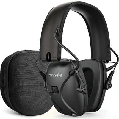 Immagine di awesafe Cuffie da Tiro Elettronico Antirumore per e Caccia, Amplificazione Sonora Riduzione del Rumore, Viene con custodia rigida protettiva,NRR 24dB, Nero