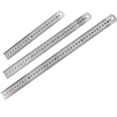 Immagine di Righello in Acciaio Inossidabile 3 Pezzi Righelli di precisione acciaio,Foro Sospeso Metallo Scala incluso 15 cm,20 cm,30 cm per Ingegneria,Insegnamento,Offi