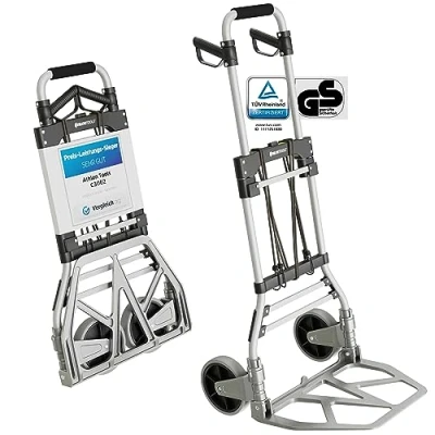 Immagine di ATHLON TOOLS Carrello elevatore manuale in alluminio per carichi pesanti pieghevole Ruote grandi e scorrevoli con battistrada morbido incl. 2 funi di espansione