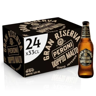 Immagine di Peroni Gran Riserva Doppio Malto, Cassa con 24 Birre in Bottiglia da 33 cl, 7.92 L, Birra dal Gusto Intenso ed Equilibrato Leggermente Speziato, Gradazione Alcolica 6.6% Vol