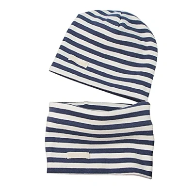 Immagine di LACOFIA Set di Berretto e Sciarpa Colletto per Bambino Cappello a Maglia Neonato Cotone Sciarpe Bandana da Blu Marino 7 24 Mesi
