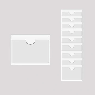 Immagine di BAIWOAK 10 custodie trasparenti adesive per tasche, in plastica, autoadesive, carte di indice, pianificatori, armadi, mensole (160 x 110 mm)