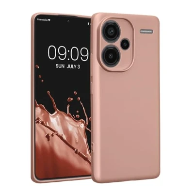 Immagine di kwmobile Custodia Compatibile con Xiaomi Redmi Note 13 Pro+ 5G / Pro Plus Cover Protezione Back Case Morbida Silicone TPU Effetto metallizzato oro rosa