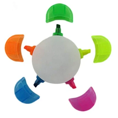 Immagine di Multi evidenziatore, 5 colori in 1 pennarello a forma di fiore arcobaleno stella (rosa, giallo, blu, verde, arancione) cancelleria per ufficio e scuola