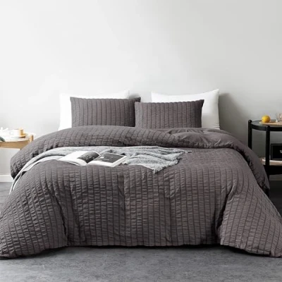Immagine di My home store Seersucker Set copripiumino matrimoniale con 2 federe, morbido e traspirante, 3 pezzi, in poliestere cotone