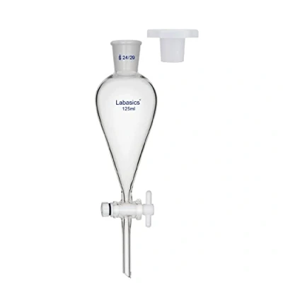 Immagine di Labasics Imbuto Separatore Conico a Parete Pesante in Vetro Borosilicato con 24/29 Giunti e Rubinetto di Arresto PTFE, 125 ml