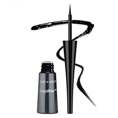 Immagine di Wet n Wild, MegaLiner Liquid Eyeliner, Eyeliner Liquido con Applicatore Flessibile, Makeup per Occhi, Formula Fluida e Pigmentata che si Asciuga Rapidamente, Nero