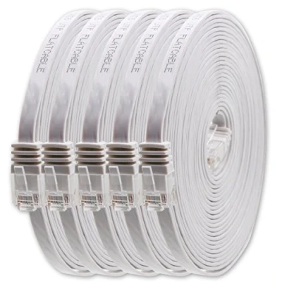 Immagine di 1aTTack.de 0,25m bianco 5 pezzi Cavo di Rete Ethernet Cat6 Piatto Lan Gigabit RJ45 Cat 6 compatibile Cat5 Cat5e Cat7 Cat8