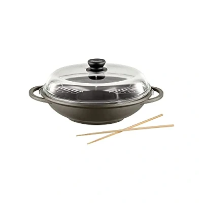 Immagine di Berndes Bonanza Wok con Coperchio 32 cm, Alluminio Pressofuso, Grigio, Non Induction