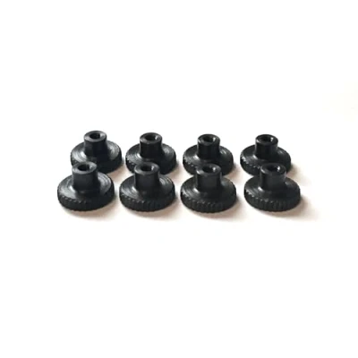 Immagine di PrecisionGeek dadi zigrinati/adattatore per di sicurezza, piatto acciaio ossidato M3 x 7 mm, diametro 12 mm DIN 466 spalla (set da 8 pezzi)