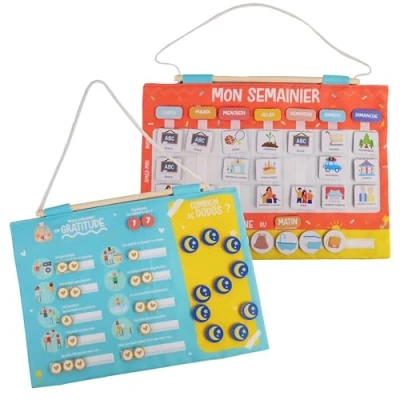 Immagine di J.A.D.E Calendario Settimanale di Gratitudine per Bambini Montessori 141511 Gioco Educativo Multicolore Tessuti Umore Dormire Design Francese Jade