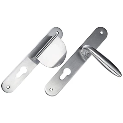 Immagine di Bricard Esquisse 9984051 Set di maniglie in zamak con cavalletto e alettone profilo europeo (senza cilindro) per porta d&#039;ingresso, colore: Argento