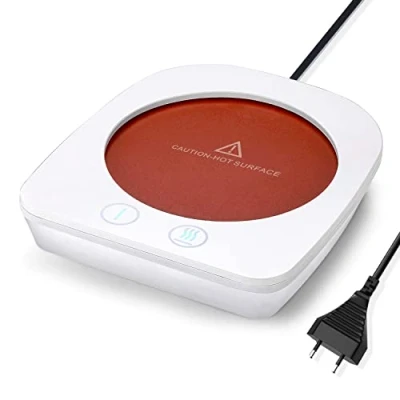 Immagine di GGF Scalda caffè e scaldatazze con 3 impostazioni di Temperatura, Tazza per Bevande da 20 W Tazze elettriche, Piatto scaldacaffè spegnimento Automatico Dopo 4 Ore (venatura del Legno) (White)