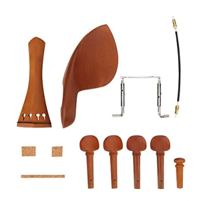 Immagine di 4/4 Raccordi per violino 1 Set di pezzi in legno giuggiola con cordiera Terminale Pedane accordatura Mentoniera Budello coda Parti Kit accessori