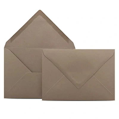Immagine di Colours 4 you 50 buste per lettere, formato DIN C6, 11,4 x 16,2 cm, con chiusura a linguetta punta da inumidire, colore: tortora