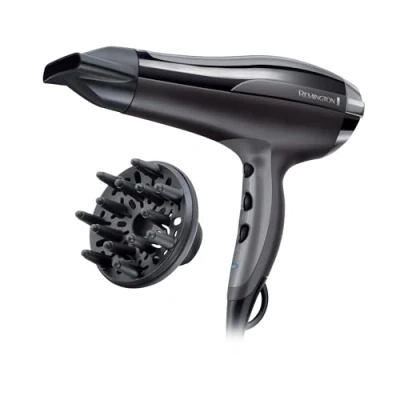 Immagine di Remington Asciugacapelli 2400W Leggero e Potente Con Ioni per capelli meno crespi, 3 livelli di riscaldamento 2 ventola separati, Funzione raffreddamento, Diffusore, Pro Air Turbo D5220