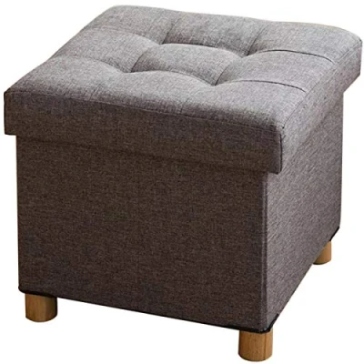 Immagine di BRIAN &amp; DANY Pouf Cubo Poggiapiedi Sgabello Contenitore Cassapanca Pieghevole 38 x 40 cm, Grigio