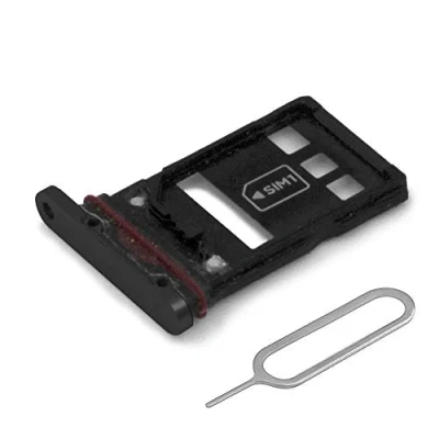 Immagine di MMOBIEL Doppio Vassoio Carta Sim Compatibile con Huawei P30 Pro 2019 Porta Scheda Inclusa guarnizione di gomma e Pin Nero