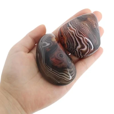 Immagine di 2 pezzi di pietra Sardonice, Sardonice palma, chakra e guarigione, lucidata, 100% naturale artigianale
