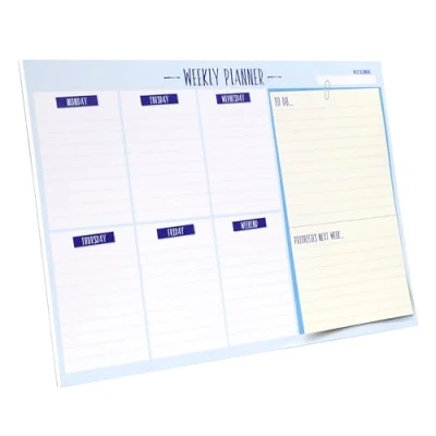Immagine di SUMMIT Agenda settimanale da scrivania, formato A4, 52 pagine strappate, blocco note per lista delle cose fare, pianificazione giornaliera e calendario