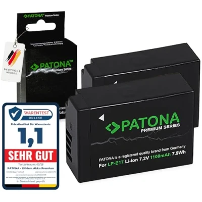 Immagine di PATONA 2x Premium Batteria Ricambio per Canon LP E17 Batterie Compatibile con EOS RP R8 R10 R50 R100 77D 200D 250D 750D 760D 800D 850D M3 M5 M6 Rebel SL3 SL2 Kiss X8i X9