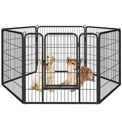 Immagine di Yaheetech Recinto per Cani Grande da Interno Esterno Giardino Conigli Cuccioli Recinzione Animali Domestici Rete 6 pz 80 x cm Nero