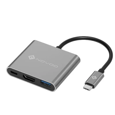 Immagine di USB C to HDMI Hub, NOVOO 3 in 1 Adattatore con 4K@30Hz, 3.0, e PD 60W Docking Station Compatible Macbook Pro/ChromeBook Pixel/Surface/iPad Pro/Steam Deck