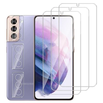 Immagine di Dlxiks 3+3 Pezzi Vetro Temperato per Samsung Galaxy S21 5G,Installazione Facile,9H Durezza,Pellicola Prottetiva Anti Graffio,HD Trasparente,Vetro Protettivo 5G