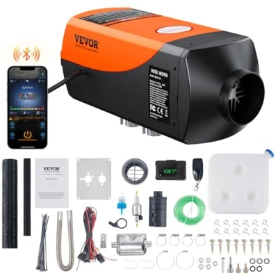 Immagine di VEVOR Riscaldatore d&#039;Aria Diesel per Auto Camper Camion RV 12V 2KW Temperatura Regolabile 8℃ 36℃ Controllo Bluetooth, da Parcheggio Consumo di Carburante 0,12 0,26L/h BTU 10 15m²
