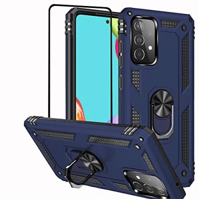 Immagine di Custodia per Samsung Galaxy A52 5G/A52S 5G/A52 4G, Con pellicola protettiva lo schermo girevole a 360, in metallo, ad assorbimento degli urti, Angoli rinforzati TPU A52S 5G 6,5&quot; blu