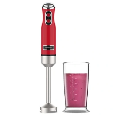 Immagine di Cecotec Frullatore a Immersione Retro Power RetroRed 1200MAX. 1200W di Potenza, Lama 4 Lame con Rivestimento in Titanio Nero, 2 Velocità, Bicchiere da 0,5L, Design Vintage
