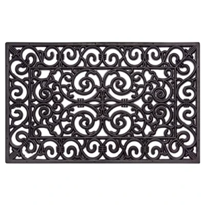 Immagine di Hanse Home Zerbino in gomma per interni ed esterni, 45 x 75 cm, gomma, effetto ghisa, resistente alle intemperie, antiscivolo ingresso colore nero