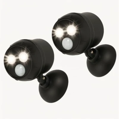 Immagine di Proxinova Faretto LED da Esterno con Sensore di Movimento PIR Angolazione Regolabile, Confezione 2 Faretti LED, Pratica Installazione, a batterie, Luci Sicurezza