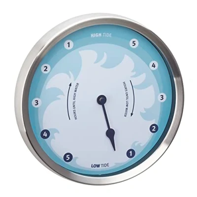 Immagine di TFA Dostmann orologio da marea analogico, 60.3029.06, intervallo tra bassa e marea, Tide, con telaio in acciaio inox, design marittimo tonalità blu, blu