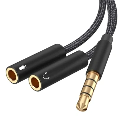 Immagine di Froggen Cavo Audio Splitter 3.5, Adattatore Jack 3.5mm Maschio a Doppia Femmina Sdoppiatore Microfono Cuffie Y per Cuffie, Smartphone, PC ecc.20 cm