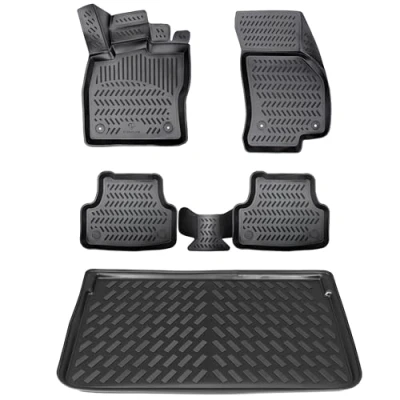 Immagine di ELMASLINE Set di tappetini in gomma e vasca per bagagliaio VW Golf 6 (VI) 2008 2012 Hatchback Bordo extra alto Accessori