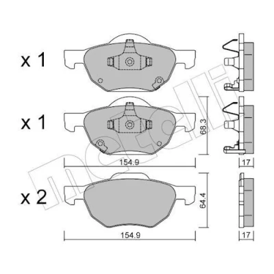 Immagine di METELLI 22 0730 0 Kit pastiglie freno con segnalatore acustico usura HONDA: Accord 7 Limousine, Tourer