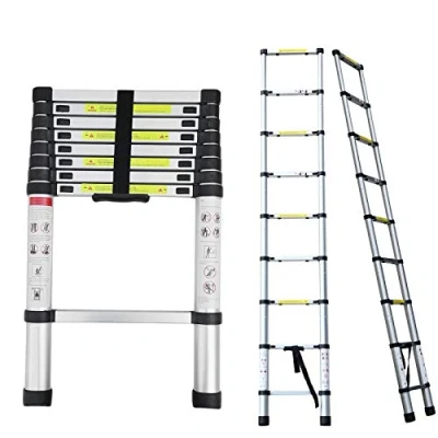 Immagine di Scala Telescopica Da 2,6 m In Alluminio, Allungabile Leggera Salva Spazio Multiuso, Per Casa, Ufficio, Giardino, Soppalco, Scaletta Portatile Antiscivolo