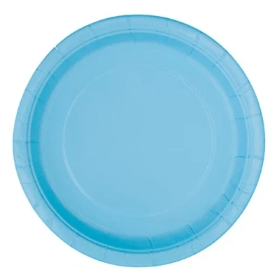 Immagine di Unique Piatti Ecologici in Carta 23 cm Colore Celesti Confezione da 16, Light Blue, 30899EU