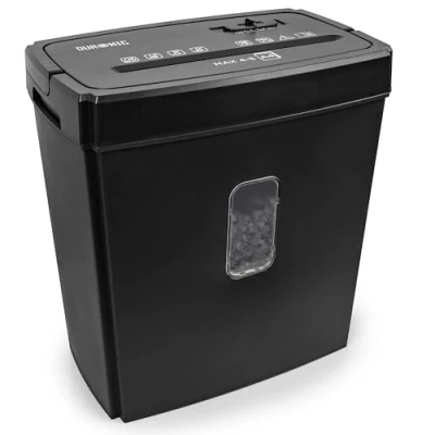 Immagine di Duronic PS657 Distruggidocumenti 5 x A4 Capacità 15 L Taglio incrociato elettrico 170 W per casa e ufficio Distruggi documenti scrivania Cestino rimovibile