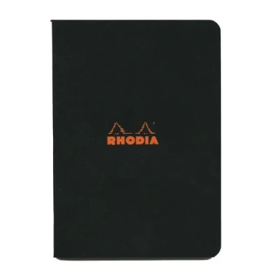 Immagine di RHODIA 119183C Taccuino Punto Metallico Nero A5 Quadretti piccoli 96 pagine carta Clairefontaine bianca 80 g/m Copertina in rivestita flessibile, Resistente e impermeabile Classic