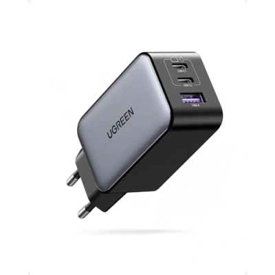 Immagine di UGREEN Nexode 65W Caricatore USB C GaN Tech 3 Porte, Caricabatterie Compatibile con MacBook Air, iPhone 16/15/14/13, iPad, Samsung Galaxy S24/ S23/ S22, Google Pixel 7 Pro, Nero