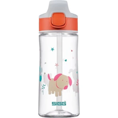 Immagine di SIGG Miracle Puppy Friend Borraccia Bambini (0.45 L), Bottiglia per con Coperchio Ermetico, Salvagoccia Trasportabile Una Mano in Tritan