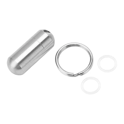 Immagine di Portachiavi,Contenitore per Pillole medicinali in Acciaio Inox, Portatile, Impermeabile, Medicina, Piccolo Contenitore Capsule, Organizer e Dispenser, promemoria con Portachiavi