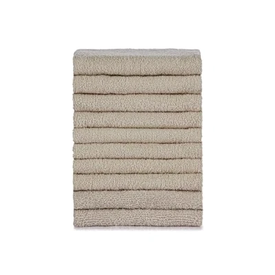 Immagine di Tuiste set di asciugamani in 100% cotone, da 8 pezzi: 2 teli bagno, 4 asciugamani, per ospiti, morbidi e assorbenti. Colore: 10 ospite, colore beige sabbia