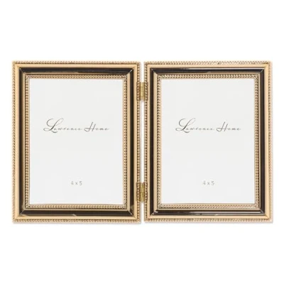 Immagine di Lawrence Frames Cornice classica con perline, 10 x 12 cm, cerniera, oro, 2 pezzi