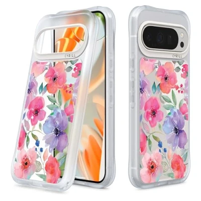 Immagine di CYRILL Spigen UltraSheer P2M Transparent Back Cover Print Design Case for Google Pixel 9/9Pro (TPU, PC Clear Watercolor Florals)